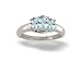 14K White Gold Genuine Oval Aquamarine 3-Stone Ring