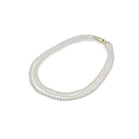 3.5x6mm Slightly-off round White Freshwater cultured pearl necklace by American Pearl