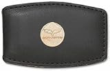 Chevy Corvette 5/8" Gold Plated C6 Round Logo on Brown Leather Money Clip