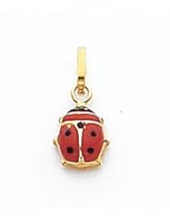 Ladybug Charm Red and Black Enameled , 14k Yellow Gold