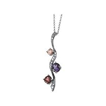 14K White Gold Multicolor Gemstone & Diamond Necklace
