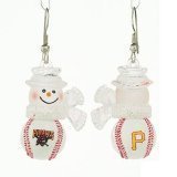 Pittsburgh Pirates Set of 1" Snowman Baseball Earrings - MLB Baseball