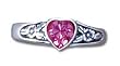 Solid Sterling Silver Red Crystal Heart Ring