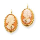 14K 16mm Shell Cameo Diamond Earrings