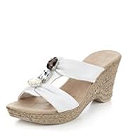 Leather Gem Embellished Mule Sandals