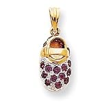 14k & Rhodium Rhodolite Baby Shoe Pendant