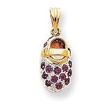 14k and Rhodium Rhodolite Baby Shoe Charm
