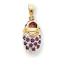 14k and Rhodium Rhodolite Baby Shoe Charm - JewelryWeb