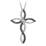 10kt. White Gold, 1/3 Ct. Tw. Black and White Diamond Cross Pendant