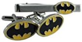 Yellow and Black Batman Tie Clip Cufflink Gift Set