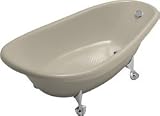 Kohler Birthday 6 Foot Cast Iron Clawfoot Soaking Tub with Reversible Drain Sandbar - K-100-G9
