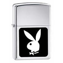 Original Zippo Lighter, High Polished Chrome, Playboy in black and white