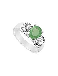 Emerald and Diamond Ring : 14K White Gold - 2.25 CT TGW
