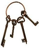 Iron Skeleton Pirate Keys on Ring W/4 Pc