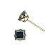 Sterling Silver Gold Plated Stud Earrings with Black CZ- Square Stamping -5 mm