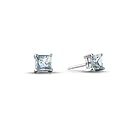 14K White Gold Genuine Square Aquamarine Stud Earrings
