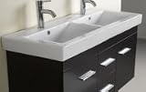 47 Inch Modern Style Wall Mounted Opal Double Sink Vanity Cabinet