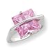 Sterling Silver 11mm Pink CZ (Cubic Zirconia) Ring