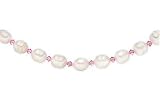 Cultured Freshwater Pearl Necklace w/Swarovski Pink Crystals