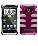 Metallic Hot Pink/T-Clear Fishbone Phone Protector Faceplate Cover For HTC EVO 4G