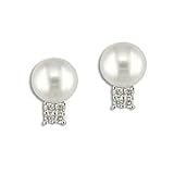 14k White Gold Cultured Pearl (7-7.5mm) and Diamond Earrings (.125 ct. tw.) by Imperial Deltah