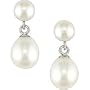 Natural Freshwater White Flat Coin And Tear Shape Pearl Silver Drop Earrings (Special Sale)