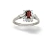 14K White Gold Genuine Emerald-cut Garnet and Diamond Ring