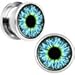 Body Candy Stainless Steel Blue Human Eye Screw Fit Plug Pair (5mm to 20mm)