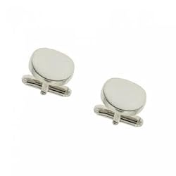 Plain Finely Polished Cuff Links in Solid Sterling Silver