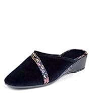 Classic Collection Floral Braid Wedge Mule Slippers