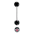 Stainless Steel with UV Black/Red Barbell - Glitter Star Inlay Ball Sold as a Pair