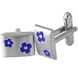 Satin Blue Flower Cufflinks - 30% OFF!