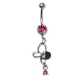 Stainless Steel Belly Ring with Red Australian Crystals - 14g/5mm ball