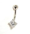 Princess Cubic Zirconia CZ Belly Ring - JewelryWeb