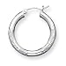 Sterling Silver 3.00mm Satin Diamond-Cut Hoop Earrings