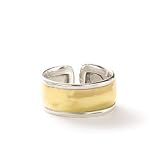 CUFF RING IN TWO-TONE STERLING AND 18KT YELLOW GOLD