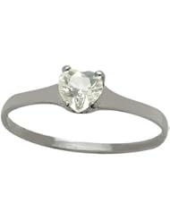10 Karat White Gold Genuine White Topaz Heart Solitaire Baby Ring