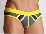 Review   / Tulio Diagonal Stripes Swim Brief Grey