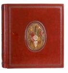 Fiori Italian Leather Photo Album / Wedding Album / Scrapbook, Embossed with Hand Painted Flowers, Gift Boxed, 14x14