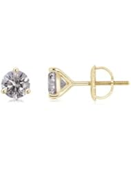 1 ct Solitaire Diamond Stud Earrings in Yellow Gold