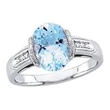 14kt. White Gold, Aquamarine & Diamond Fashion Ring