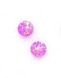 14k Yellow 6 mm Round Pink Created Opal Post Stud Earrings - JewelryWeb