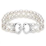 Sterling Silver, Double Cultured Freshwater Pearl Bracelet