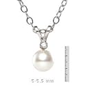 14k White Gold 5-5.5mm Pearl and Diamond Pendant with Chain