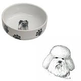 Bichon Frise Paw Print Bowl, Porcelain by Rosalinde (7 in. x 2.5 in. deep)