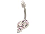 Snake Belly Button Ring with Purple Cz Gems