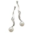 14kt White Gold Twisted Cultured Pearl and Diamond Earrings