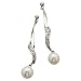 14kt White Gold Twisted Cultured Pearl and Diamond Earrings