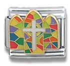 Clearly Charming Stained Glass with Cross, Christian, Religious Theme Italian Charm