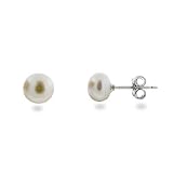 Eve's Addiction 6mm White Freshwater Pearl and Sterling Silver Stud Earrings